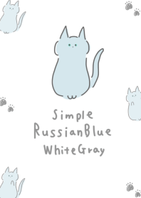 ねこ ホワイト グレー ロシアンブルー