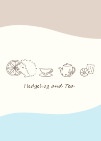 Hedgehog and Tea -blue- wave