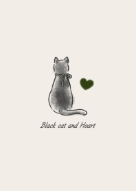 Black cat and Heart 2 -green-