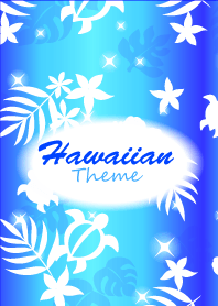 HawaiianTheme ハッピーハワイ柄 青～水色