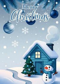 Blue Winter Christmas Cottage
