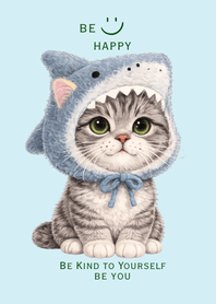 Chubby Shark Cat: Cute Blue & Healing