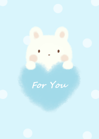 もこもこハート -うさぎ- ブルー ドット 2