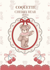 Cute bear: coquette cherry bear-beige