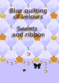 Blue quilting of velours(Sweets,ribbon)