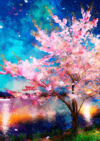 Beautiful night cherry blossoms#1274