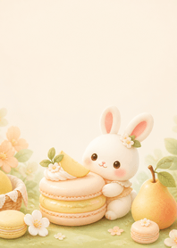 Cream White Rabbit Pear Macaron