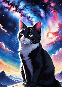 夜の月と星の猫 CE709D