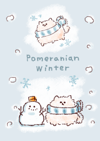 simple pomeranian winter white blue.
