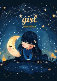A cute girl and stars around her
