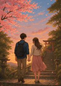 Spring Blossoms On Temple Path