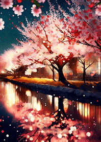Beautiful night cherry blossoms#921