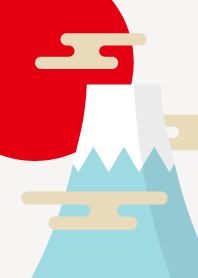 富士山と日の出（白×青×赤）