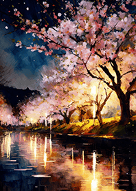 Beautiful night cherry blossoms#583