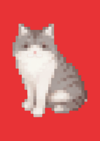 Cat Pixel Art Theme  Red 04