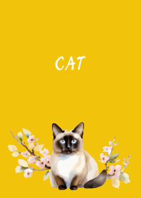 siamese cat on yellow