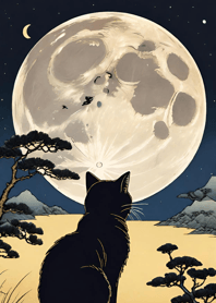 Cat under the Moon 90A33d