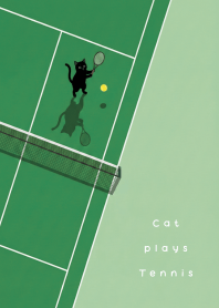 Black Cat Plays Tennis Green Theme