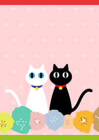 Flowers and two cats red J