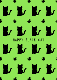 HAPPY BLACK CAT SILHOUETTEj-APPLE GREEN