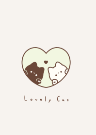 Pair Cats in Heart(line)/light green.