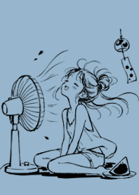 Summer Breeze Girl | Cool Blue Fan#2