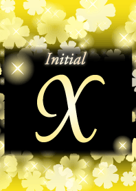 【X】イニシャル❤️お花-黄色×黒-