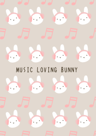 うさぎと音符の着せかえ/ベージュ