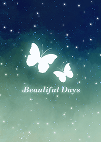 ผีเสื้อ / ท้องฟ้ายามค่ำคืน / สีเขียว