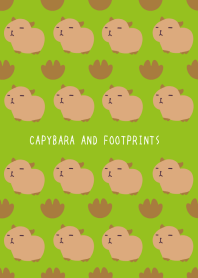 CAPYBARA AND FOOTPRINTS/LEAF GREEN