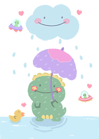 dinosaur in the rain