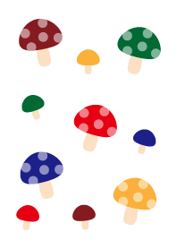 Cute colorful poisonous mushroom theme