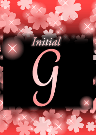 【G】イニシャル❤️お花-赤×黒-
