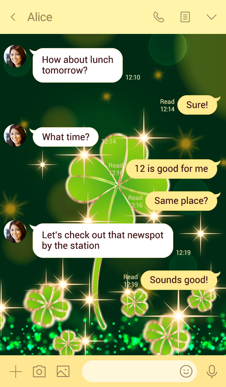 Line クリエイターズ着せかえ 運気up 金に輝く幸運の四つ葉クローバー