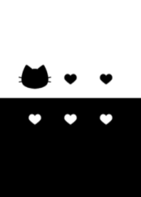 cute cat&heart(white&black)