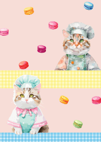 Cat Pastry Chef3  pink blueJ