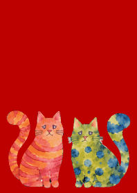 Amusing Cats01 red & beige