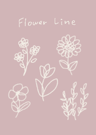 Dull pink and line drawing flower