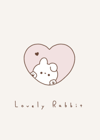 うさぎとハート / ピンク＋ブラウン