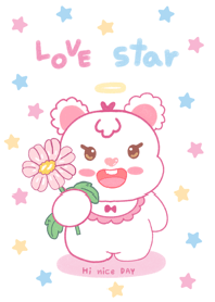 Bear love star pink pastel