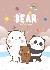 หมีสามตัว ริมทะเล สีน้ำตาล