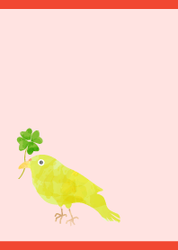 Clover and bird on red