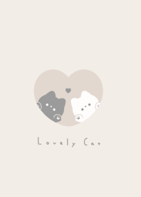 Pair Cats in Heart(NL)/beige(thick)BR