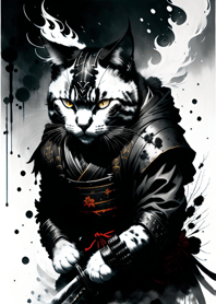 Ink wash cat samurai 6D0aB2