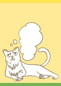 Thinking Cat on yellow