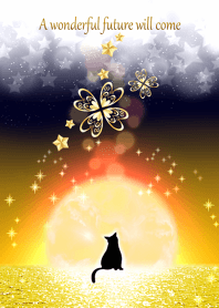 金運アップ♪月と黒猫