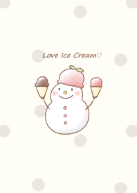 Snowman and Ice cream -strawberry- dot