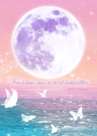 幻想的な満月と蝶
