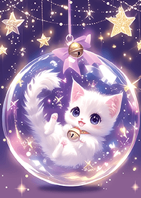 Crystal ball cat bringing happiness