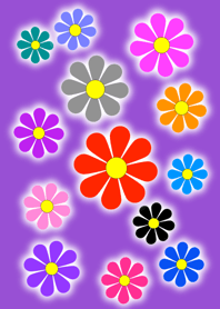 Colorful Flower Retro style [ Purple ]